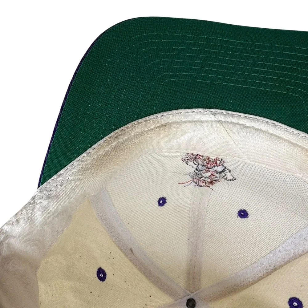 Vintage Bobs Big Boy‎ Snapback Hat Cream Purple Mascot Embroidered Cap TC